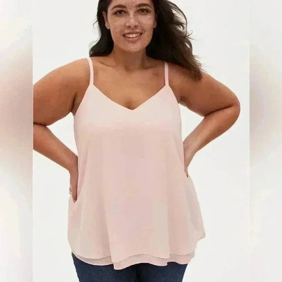 Tops - TORRID  Sophie Light Pink Chiffon  Double Layer Swing Cami Top  Plus Size 0